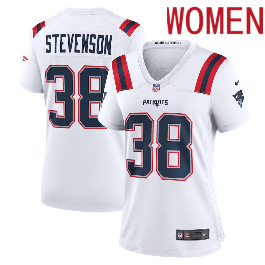 Women New England Patriots #38 Rhamondre Stevenson Nike White Game Player NFL Jersey